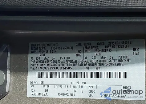 2018 Ford Escape Titanium from USA, damaged, VIN 1FMCU9J99JUD34505